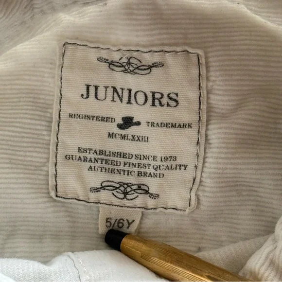 All kids items 5/$25 Juniors Off White Button-Up Corduroy Shirt - Picture 8 of 9